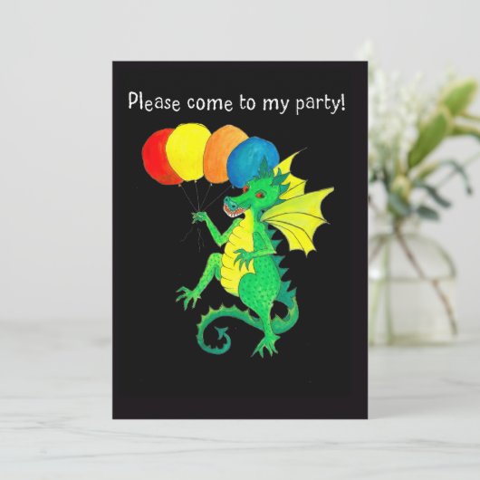 Uitnodiging groene dragon Partij (Staand voorkant)