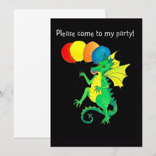 Uitnodiging groene dragon Partij (Voorkant / Achterkant)