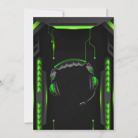 Uitnodiging groene game Truck Birthday Party (Achterkant)