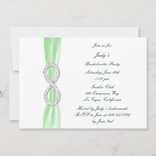 Uitnodiging Groene Infinity Bachelorette Party (Voorkant)
