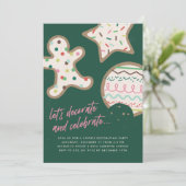 Uitnodiging Groene Kerstkrans Koekjes Versieren Fe (Staand voorkant)