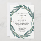 Uitnodiging groene lef Wreath Engagement Party (Voorkant)