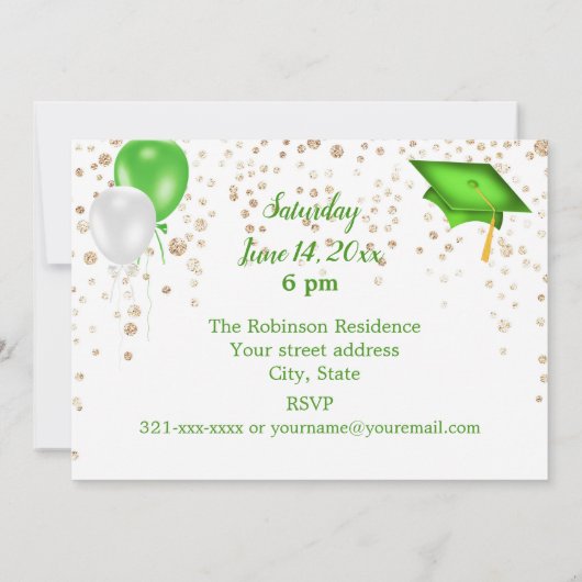 Uitnodiging groene Pet fotograaf (Achterkant)