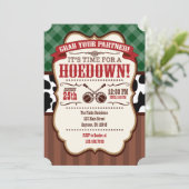 Uitnodiging Groene Rode Bruin Hoedown Party (Staand voorkant)