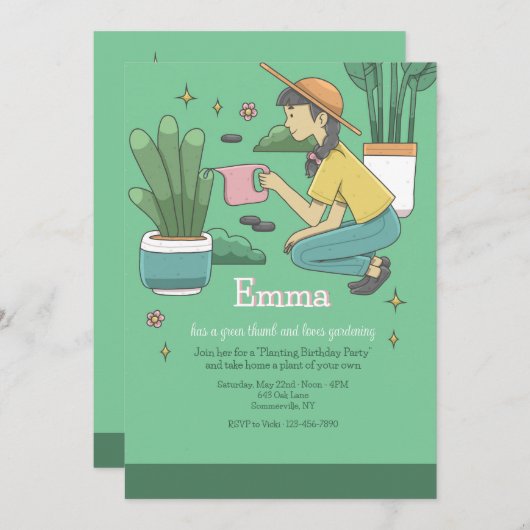 Uitnodiging Groene Vingers (Voorkant / Achterkant)