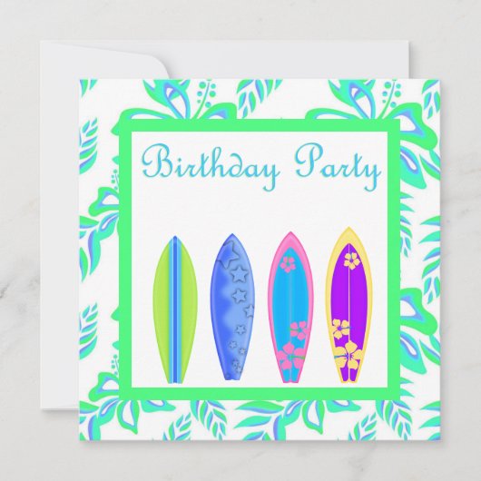 UITNODIGING GROENE WIPOUTPARTY surfplank (Voorkant)