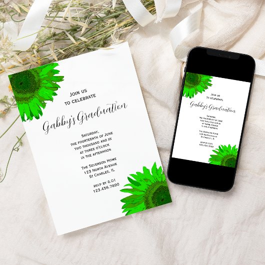 Uitnodiging groene zonnebloempitten