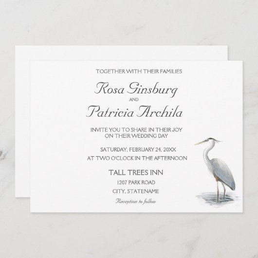 Uitnodiging Grote Blauwe Reiger (Voorkant / Achterkant)