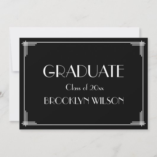 Uitnodiging Grote Gatsby Art Deco Graduation Party (Voorkant)