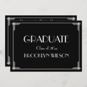 Uitnodiging Grote Gatsby Art Deco Graduation Party (Voorkant / Achterkant)