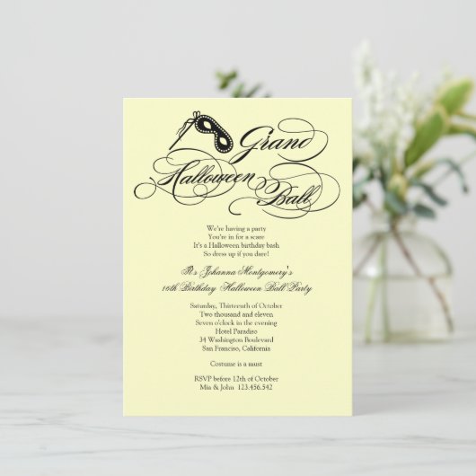 Uitnodiging grote halloween Ball Costume Party (Staand voorkant)