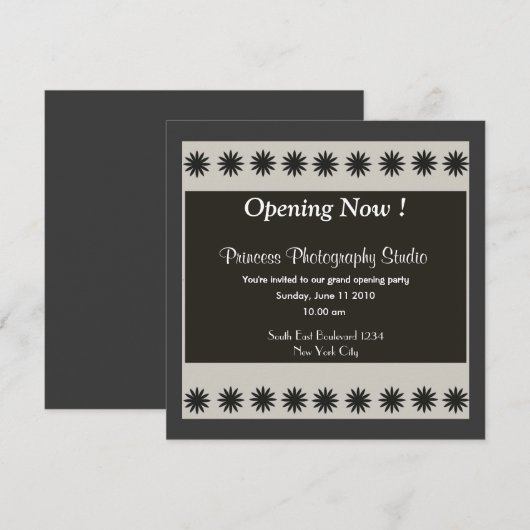 Uitnodiging grote openingspartij (Voorkant / Achterkant)