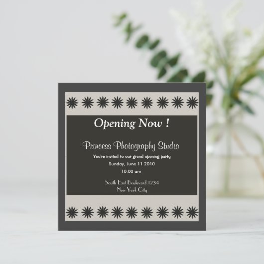 Uitnodiging grote openingspartij (Staand voorkant)