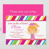 Uitnodiging Gymnast Birthday striped (Voorkant / Achterkant)