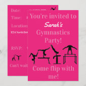 Uitnodiging Gymnastiek Birthday (Voorkant / Achterkant)