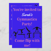 Uitnodiging Gymnastiek Birthday (Voorkant / Achterkant)