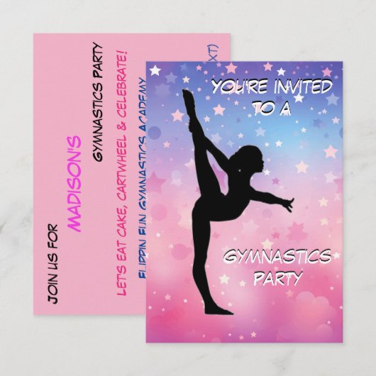 Uitnodiging Gymnastiekpartij (Voorkant / Achterkant)