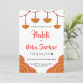 uitnodiging haldi ceremonie (Staand voorkant)