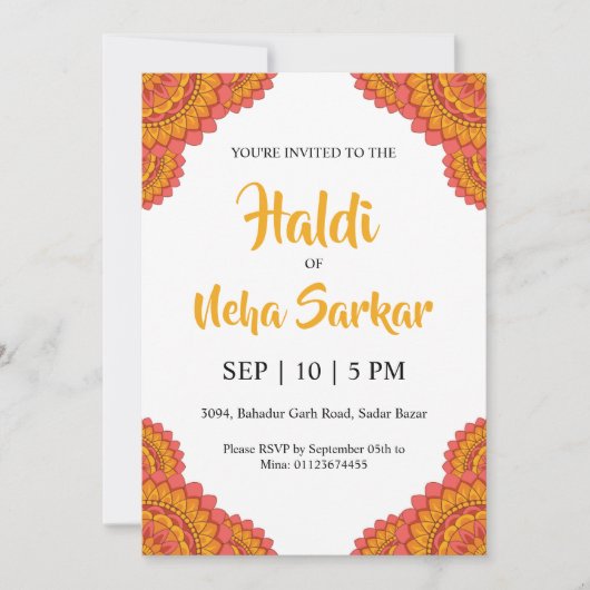 uitnodiging haldi ceremonie (Voorkant)