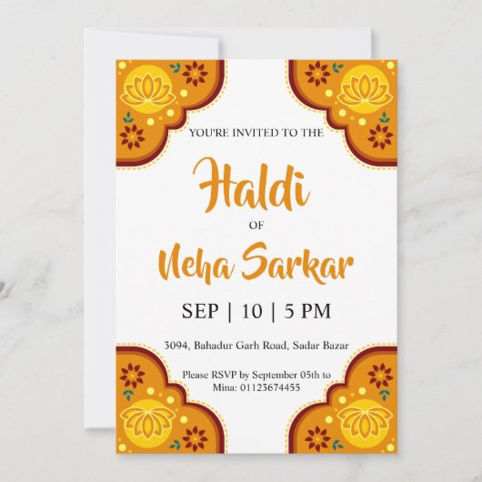 uitnodiging haldi ceremonie (Voorkant)