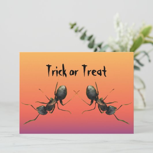 Uitnodiging Halloween Ants (Staand voorkant)