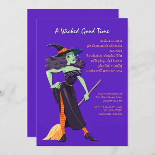 Uitnodiging Halloween Dame (Voorkant / Achterkant)