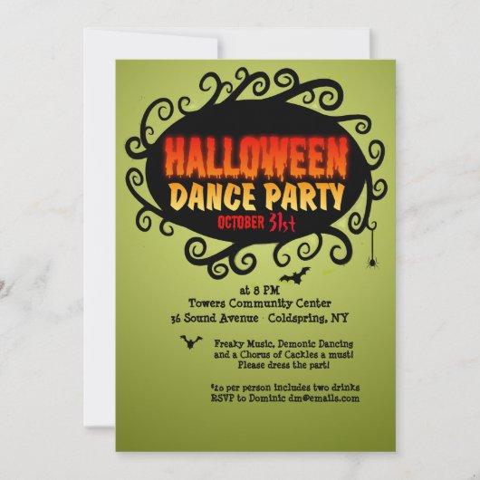 Uitnodiging Halloween Dansfeest (Voorkant)
