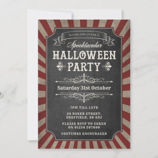 Uitnodiging Halloween feest - Circus Party (Voorkant)