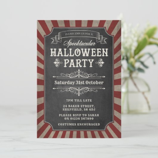 Uitnodiging Halloween feest - Circus Party (Staand voorkant)