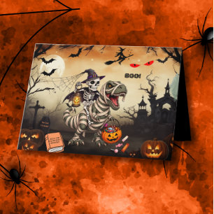 UITNODIGING Halloween Feest Skelet dat op Mummie r