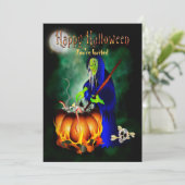 Uitnodiging Halloween Party Haggard Witch Brewing (Staand voorkant)