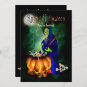 Uitnodiging Halloween Party Haggard Witch Brewing (Voorkant / Achterkant)