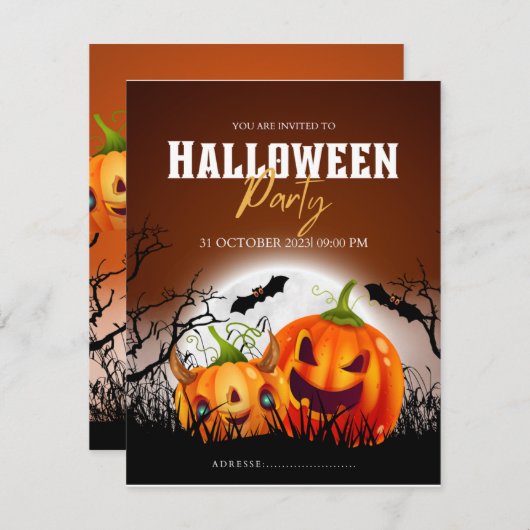 Uitnodiging Halloween Retro Herfstfeest 2023 (Voorkant / Achterkant)