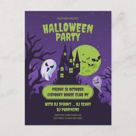 Uitnodiging Halloween verkleedfeest Halloween Fees (Voorkant)
