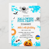 Uitnodiging Halloween zwembadfeest (Voorkant / Achterkant)