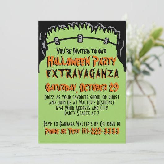 Uitnodiging Halloweenfeest (Staand voorkant)