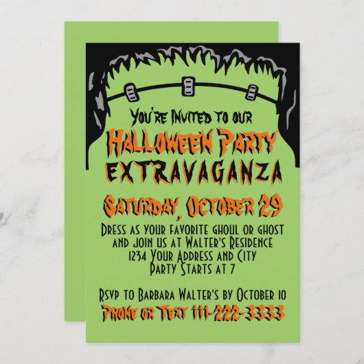 Uitnodiging Halloweenfeest (Voorkant / Achterkant)