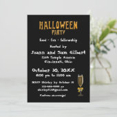 Uitnodiging Halloweenfeest Elegante Champagne (Staand voorkant)