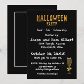 Uitnodiging Halloweenfeest Elegante Champagne (Voorkant / Achterkant)