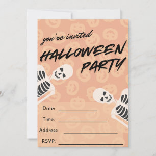 Uitnodiging Halloweenfeest - Griezelskeletten