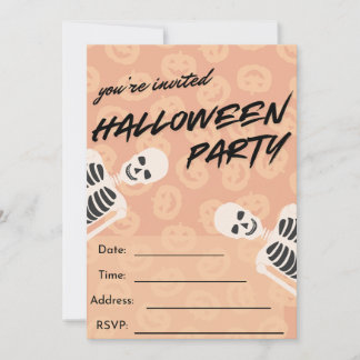 Uitnodiging Halloweenfeest - Griezelskeletten