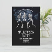 Uitnodiging Halloweenfeest, Halloween Skeletfeest (Staand voorkant)