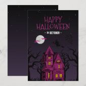 Uitnodiging Halloweenfeest, Kinderen Griezelnacht  (Voorkant / Achterkant)