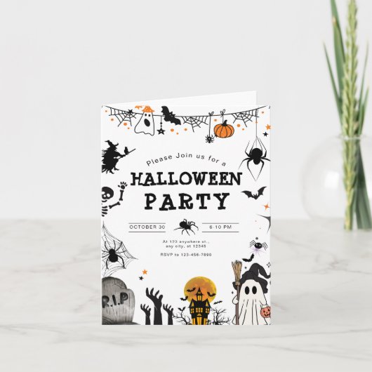 Uitnodiging Halloweenfeest, Kinderen Griezelnacht (Voorkant)