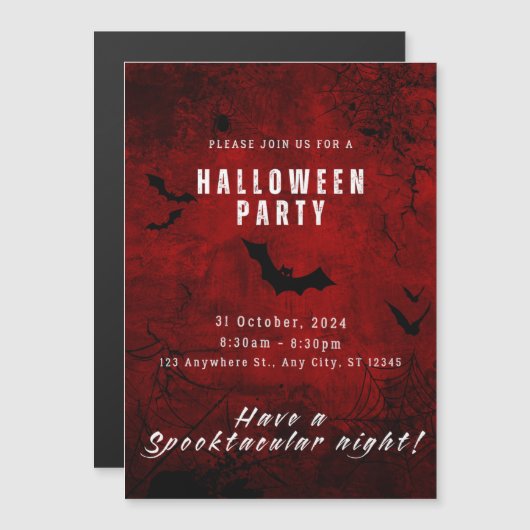 Uitnodiging Halloweenfeest Magnetische Uitnodiging (Voorkant / Achterkant)