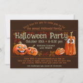 Uitnodiging Halloweenfeest Moppige Pompoenen (Voorkant)