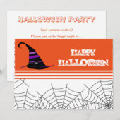 Uitnodiging Halloweenfeest Oranje & Zwart (Voorkant / Achterkant)