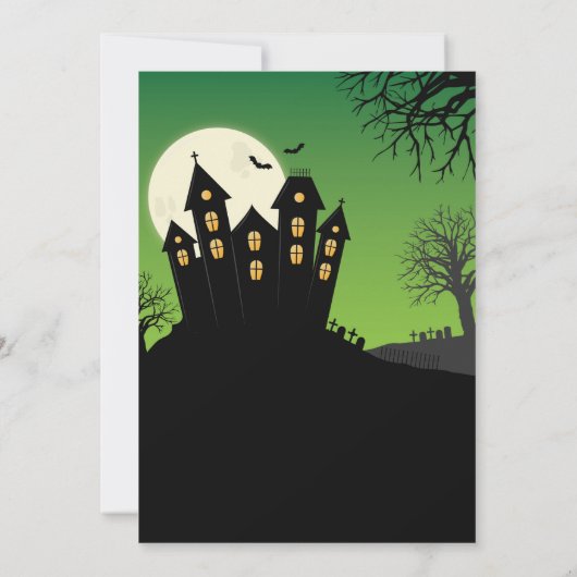 Uitnodiging Halloweenfeest Spokenhuis Horror Vleer (Achterkant)