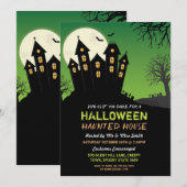 Uitnodiging Halloweenfeest Spokenhuis Horror Vleer (Voorkant / Achterkant)