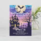 Uitnodiging Halloweenfeest Spokenhuis Volle Maan (Staand voorkant)